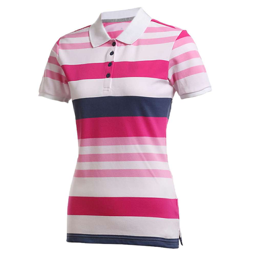 Pink, White and Navy Striped Polo Shirt