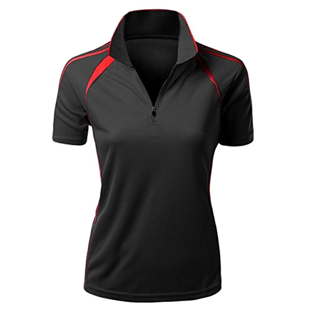 Red Polo Shirt with Grey Placket