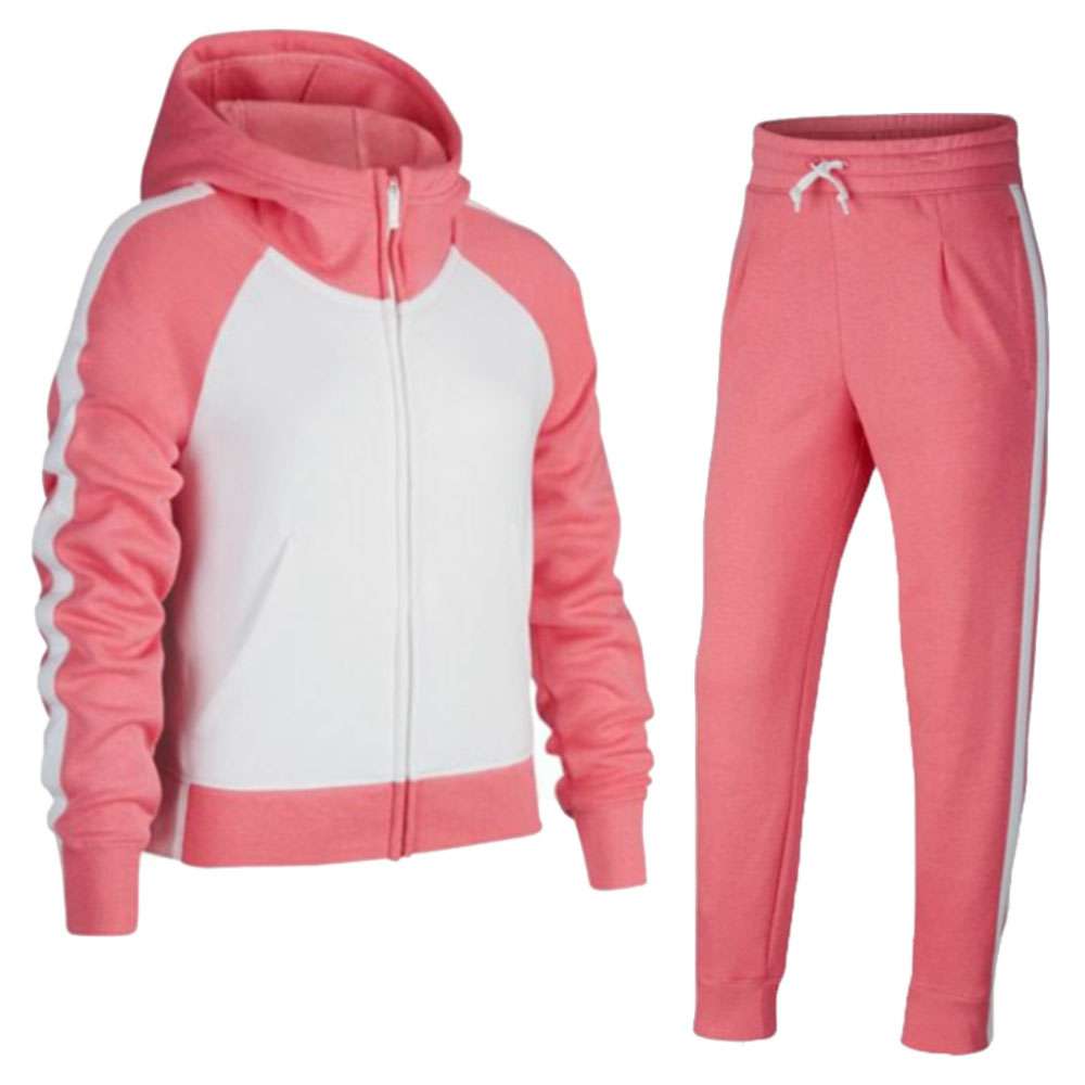 Coral and White Hooded Tracksuit