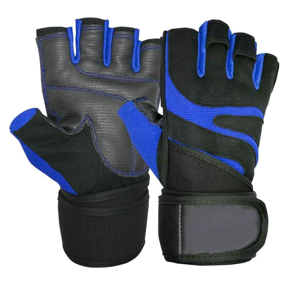 Black and Blue Camouflage Padded Gym Gloves