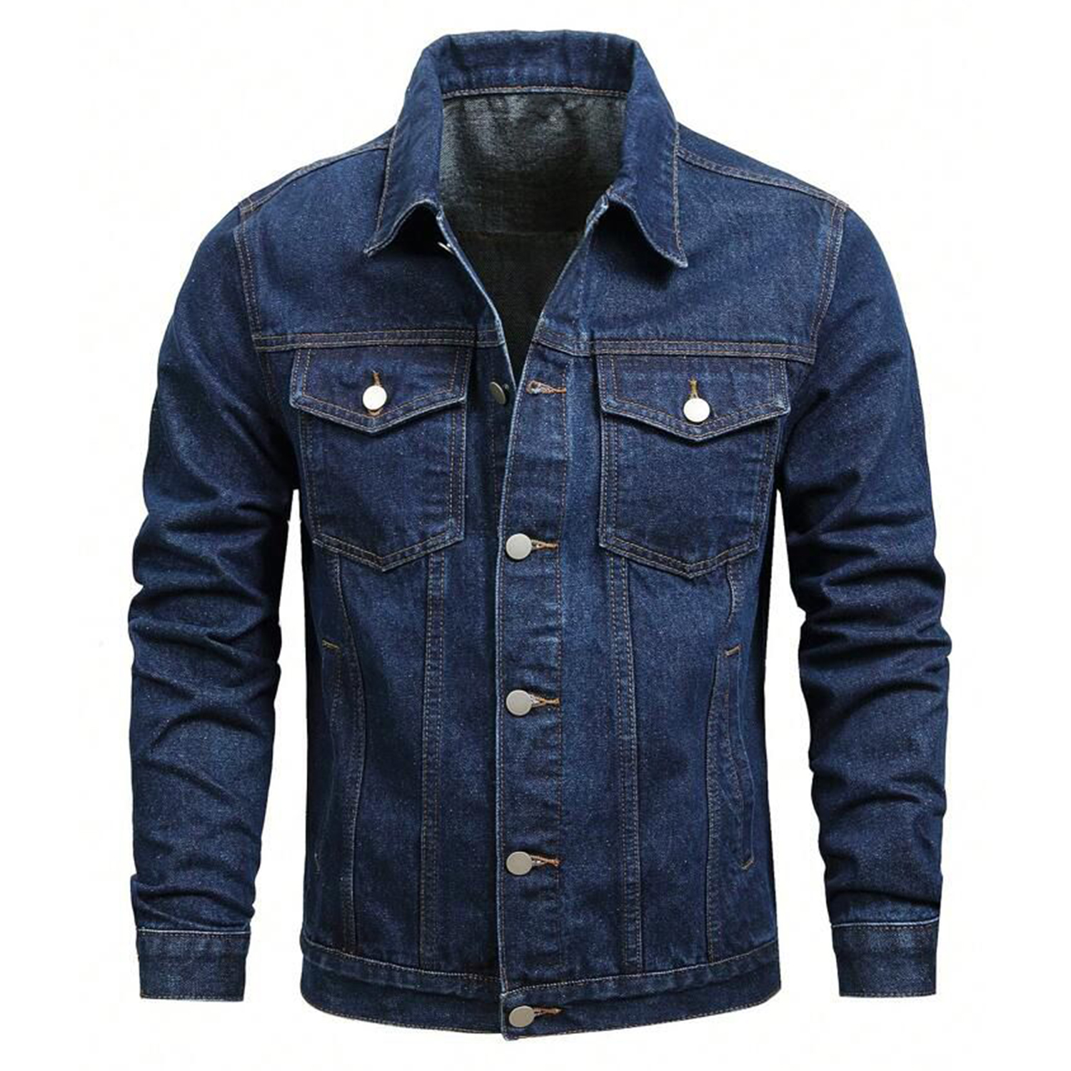 Indigo Trucker Denim Jacket with Flap Pockets