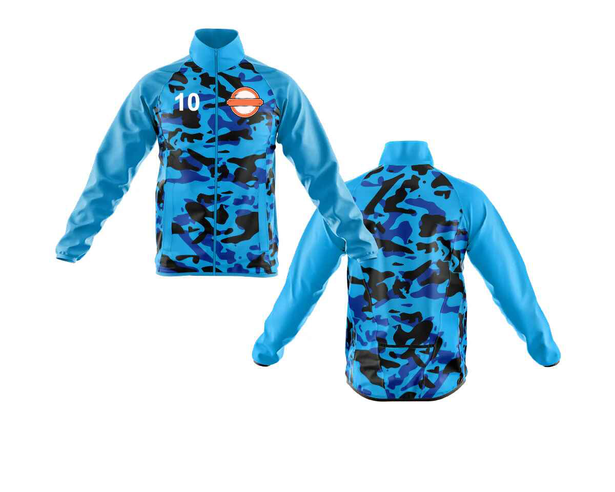 Aqua Blue Camouflage Drop-Tail Cycling Jacket