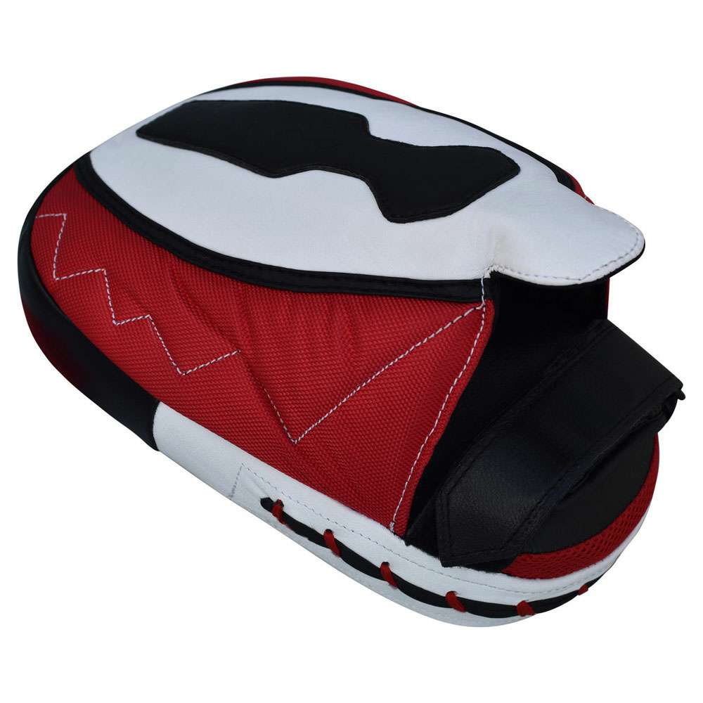 Red, White and Black Curved Focus Pad with Hand Strap and Side Lacing
