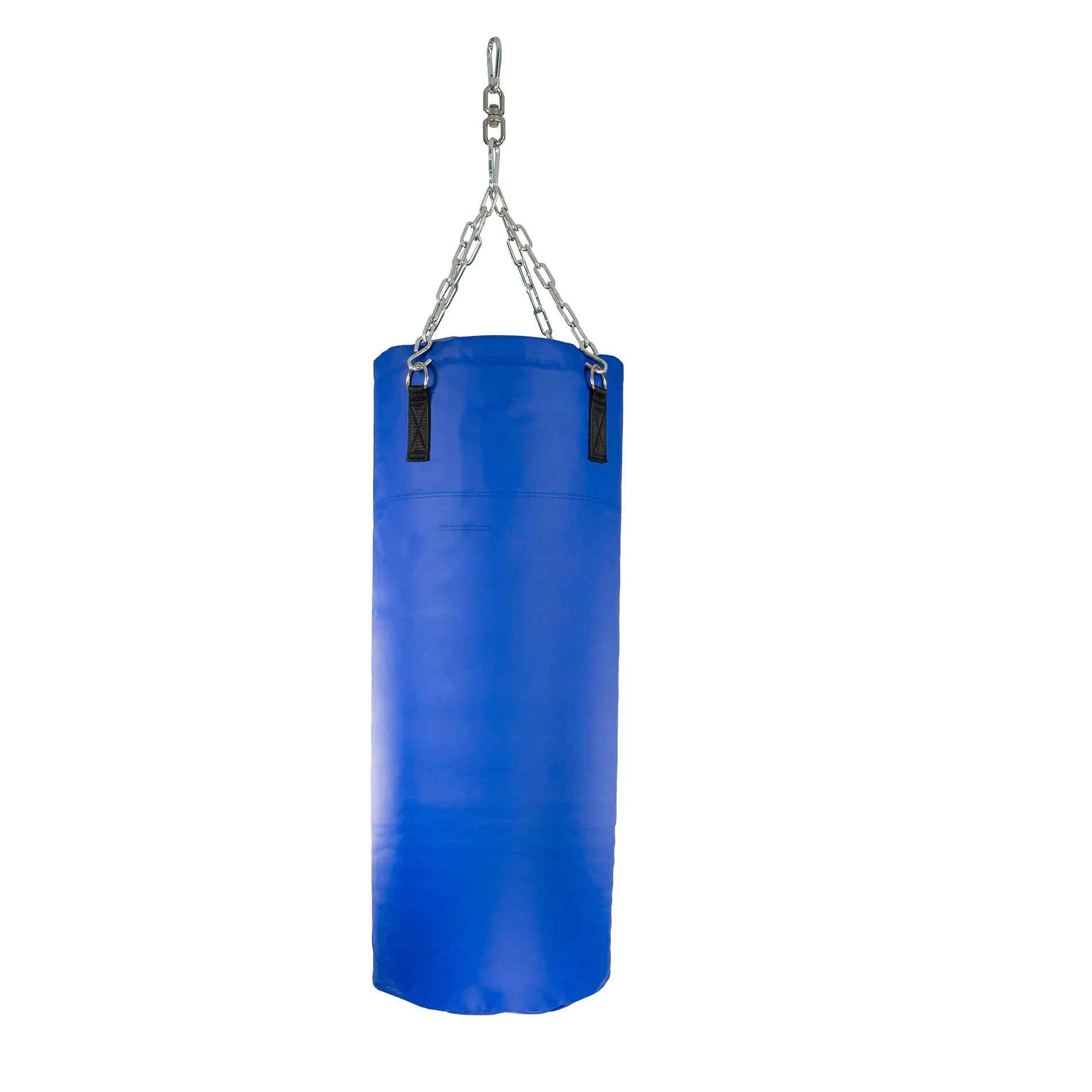 Royal Blue Short Cylindrical Hanging Heavy Bag with Reinforced Tabs and Chain Suspension
