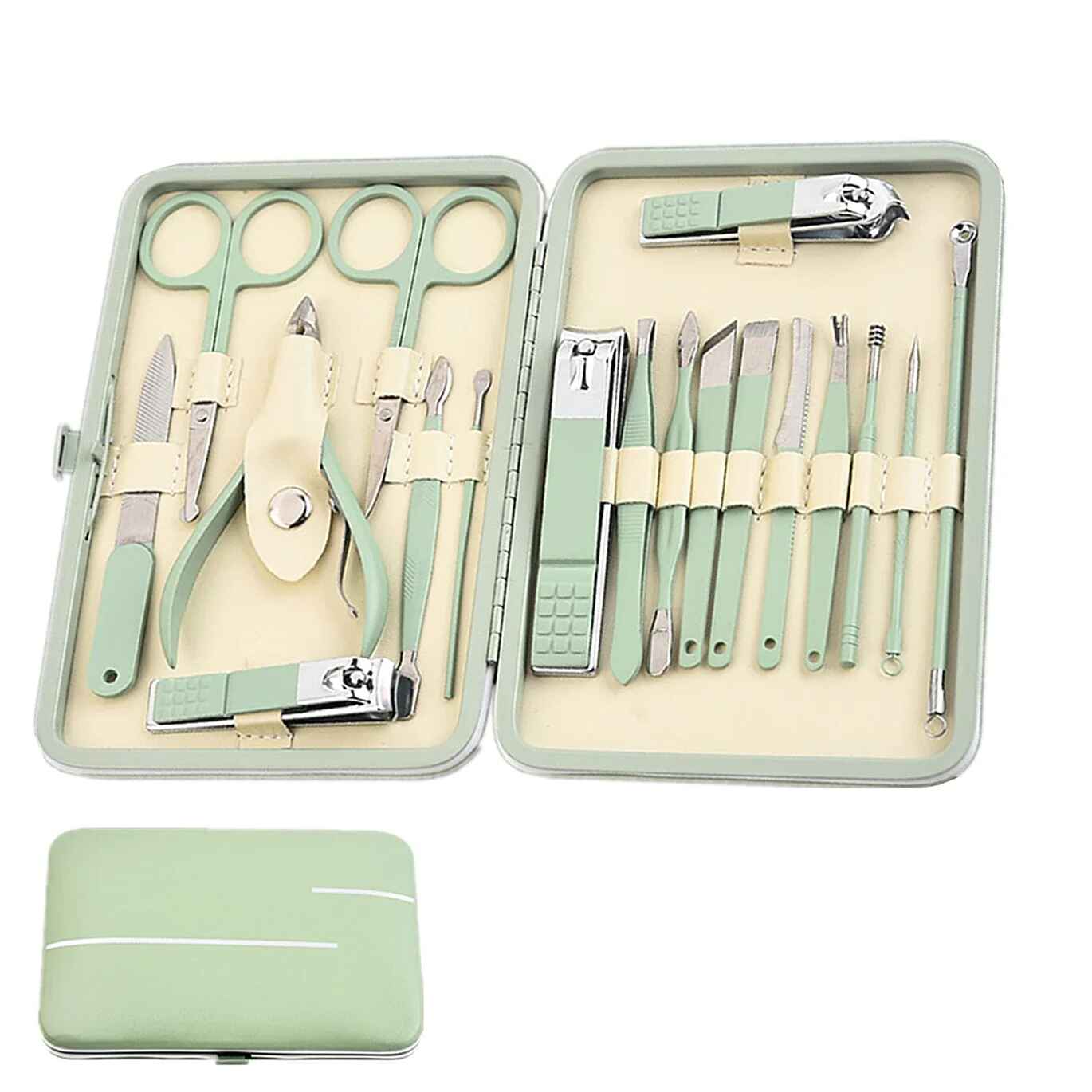 Mint Green Manicure and Pedicure Set in Hard-Shell Case